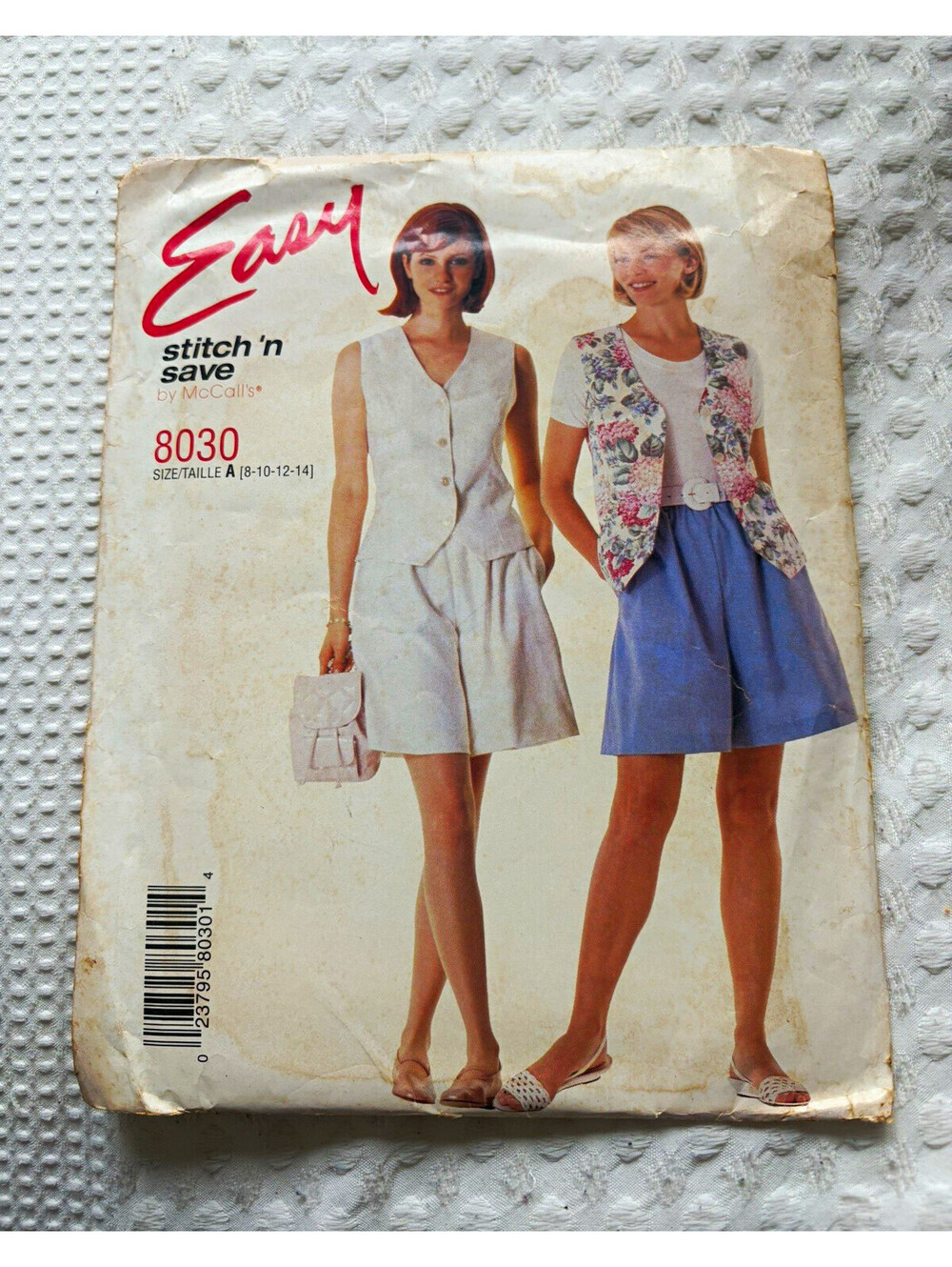McCall's 8030 Stitch 'N Save Womens Vintage Original Sewing Pattern vest shorts